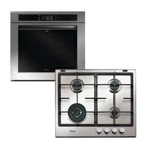 Combo Whirlpool Anafe Empotrable a Gas 60 CM y Horno Empotrable Eléctrico 60 CM Inox