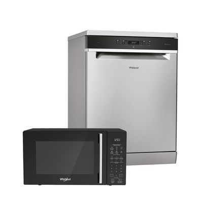 Lavavajillas Whirlpool Inverter 14 Cubiertos y Microondas WCollection con Air Fry 29 Lts