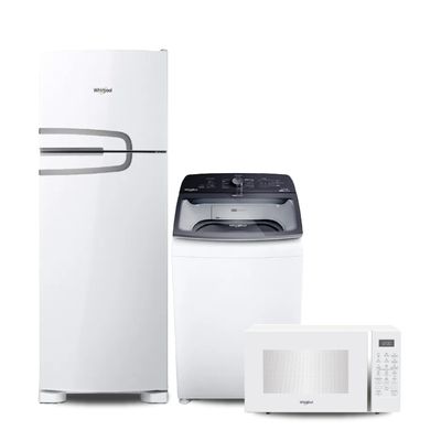 Heladera Whirlpool 340 Lts ,Lavarropas Carga Superior 7,5 Kg y Microondas con grill 30 Lts