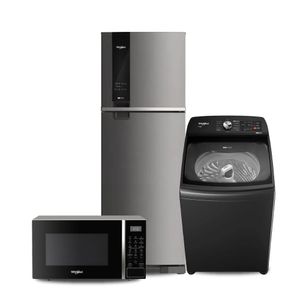 Heladera Whirlpool Top Mount 375 Lts,Lavarropas Carga Superior 9 Kg y Microondas con grill 30 Lts